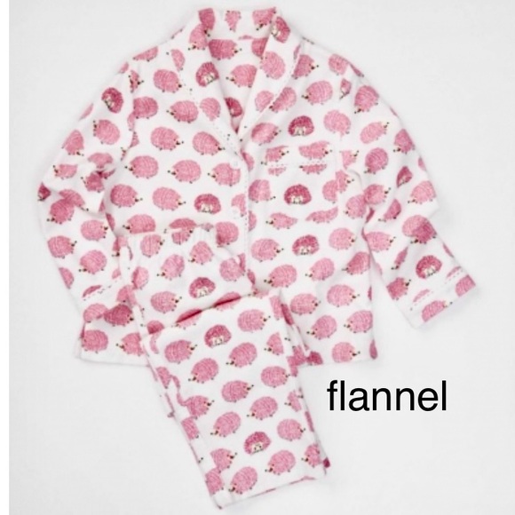 THE COMPANY STORE. Women’s 100% Brushed Cotton Flannel PJ Set Pink Hedgehogs - Picture 1 of 4